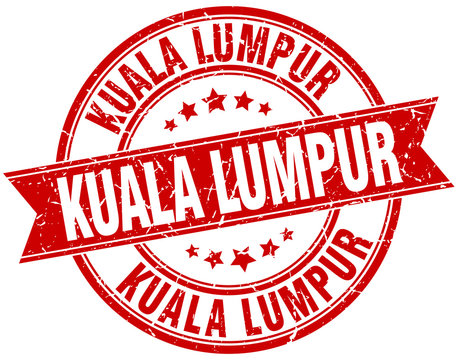 Kuala Lumpur red round grunge vintage ribbon stamp