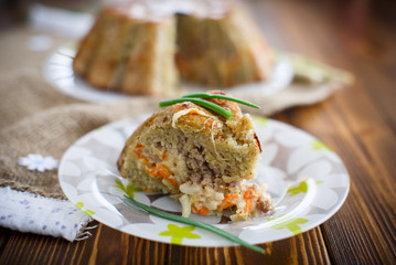 potato casserole with vegetables inside