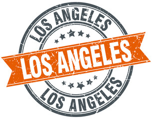 Los Angeles red round grunge vintage ribbon stamp