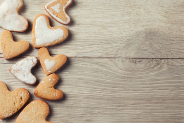 Obraz na płótnie Canvas Cookies Background for Valentines day postcard
