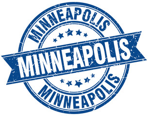Minneapolis blue round grunge vintage ribbon stamp