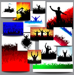 Big collection banners for sports championships and concerts multicolored