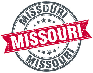 Missouri red round grunge vintage ribbon stamp