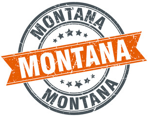 Obraz premium Montana red round grunge vintage ribbon stamp
