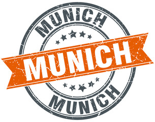 Munich red round grunge vintage ribbon stamp