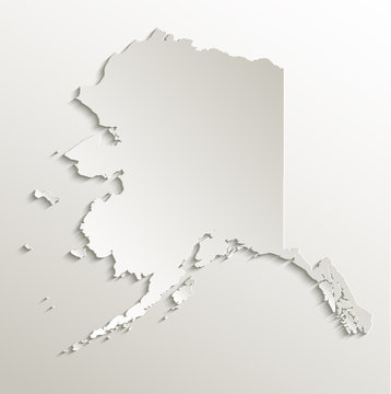 Alaska map card paper 3D natural vector