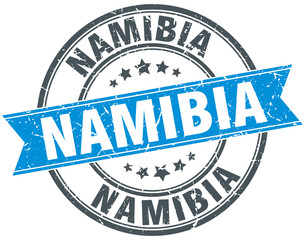 Namibia blue round grunge vintage ribbon stamp