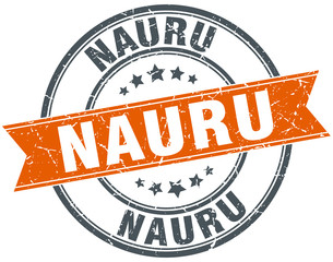 Nauru red round grunge vintage ribbon stamp