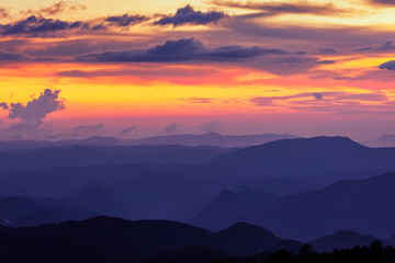 Fototapeta na wymiar Sunset in hills