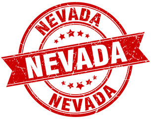 Nevada red round grunge vintage ribbon stamp