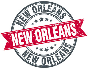 New Orleans red round grunge vintage ribbon stamp