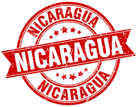 Nicaragua red round grunge vintage ribbon stamp
