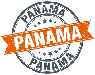 Panama red round grunge vintage ribbon stamp