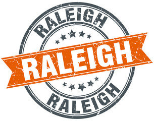 Raleigh red round grunge vintage ribbon stamp