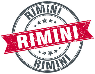 Rimini red round grunge vintage ribbon stamp