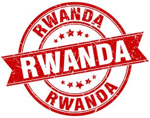 Rwanda red round grunge vintage ribbon stamp
