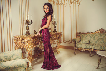Beautiful woman in a luxurious vintage style