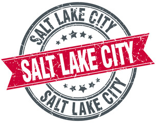 Salt Lake City red round grunge vintage ribbon stamp