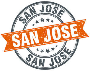 San Jose red round grunge vintage ribbon stamp