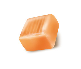Square candy caramel with clipping path