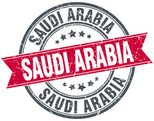 Saudi Arabia red round grunge vintage ribbon stamp