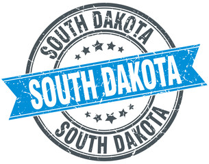 South Dakota blue round grunge vintage ribbon stamp