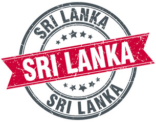 Sri Lanka red round grunge vintage ribbon stamp