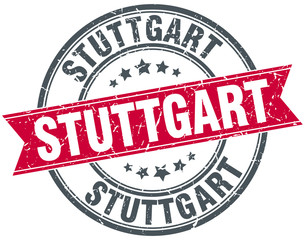 Stuttgart red round grunge vintage ribbon stamp