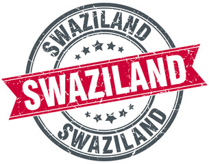 Swaziland red round grunge vintage ribbon stamp