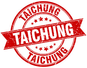 Taichung red round grunge vintage ribbon stamp