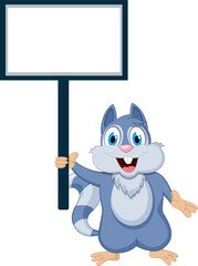 Cute squirrel cartoon with blank sign