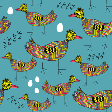 Seamless pattern with cute birds.