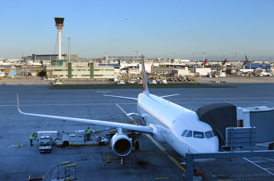 Airplane At Airport, London Heathrow