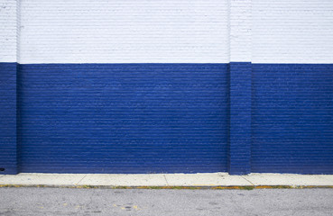 Blue brick wall on the street - 101075706