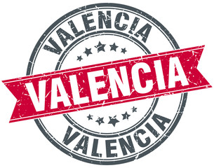 Valencia red round grunge vintage ribbon stamp