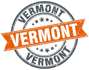 Vermont red round grunge vintage ribbon stamp