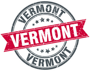 Vermont red round grunge vintage ribbon stamp