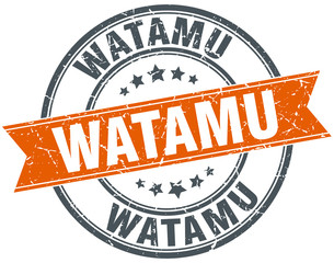 Watamu red round grunge vintage ribbon stamp