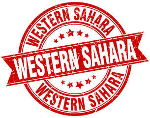 Western Sahara red round grunge vintage ribbon stamp