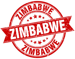 Zimbabwe red round grunge vintage ribbon stamp