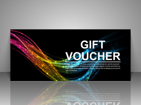 Gift voucher template. Abstract futuristic wave background