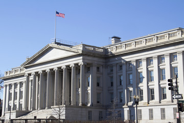 Fototapeta na wymiar The Treasury Department in Washington DC