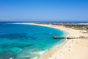 Aerial view of Santa Maria beach in Sal Island Cape Verde - Cabo - 101077994