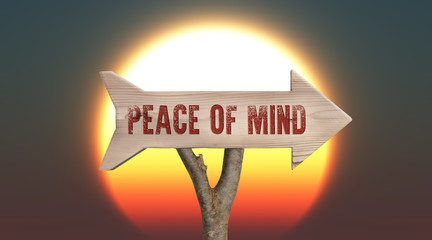 wooden sign indicating peace of mind