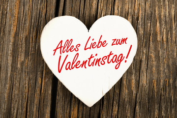 Alles Liebe zum Valentinstag! – weißes Herz mit rotem Text