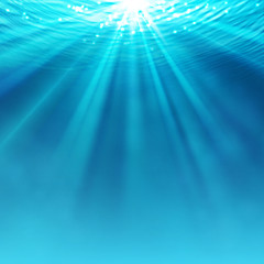 Underwater abstract background with sunlight, vector illustration