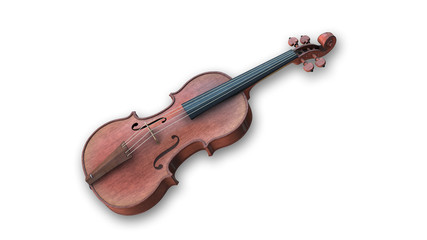 Fototapeta na wymiar Violin, musical string instrument isolated on white 