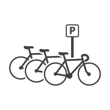 bicycle parking black simple icons set for web