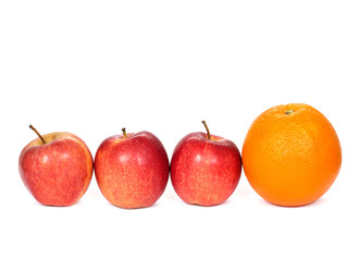 Three red apples and orange