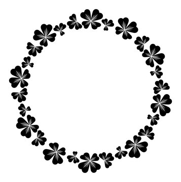 Round outline frame with clover silhouette